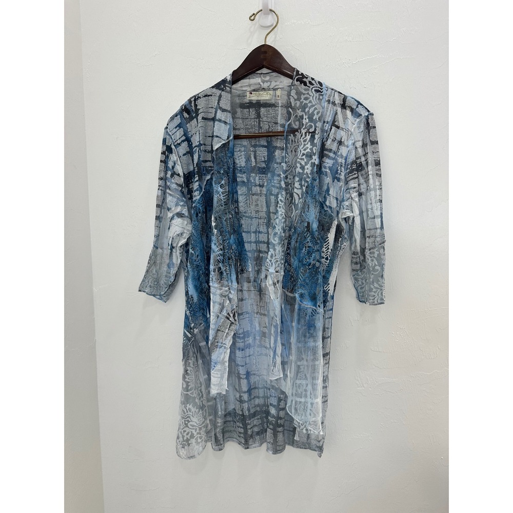 Impulse California Cardigan Women Small Blue Good Sheer Mesh Lace Open Front